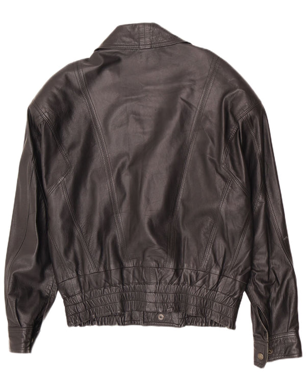 Jaqueta de couro masculina vintage IT 46 pequeno motociclista preto