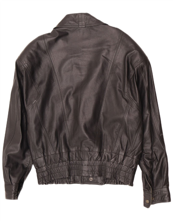 Jaqueta de couro masculina vintage IT 46 pequeno motociclista preto