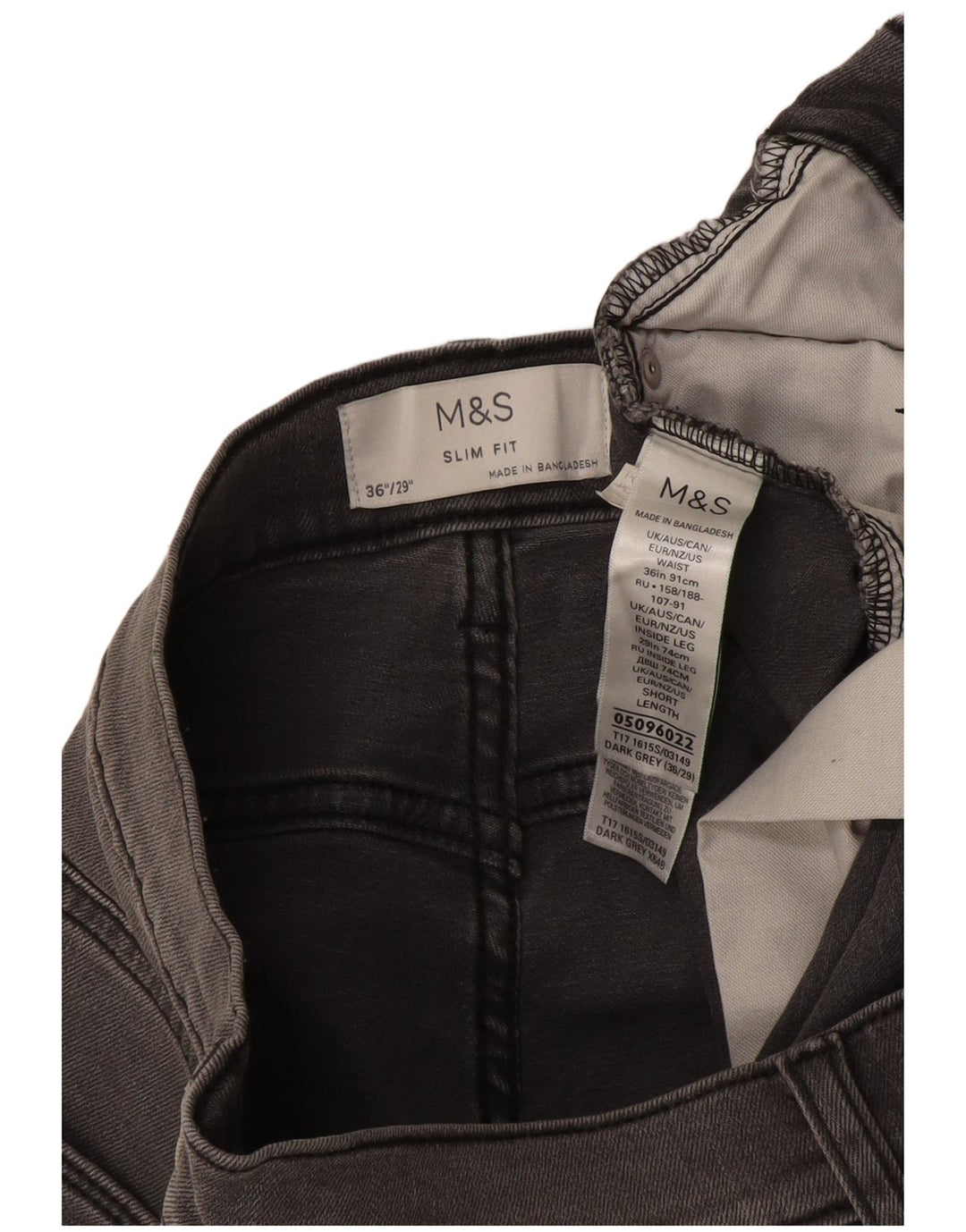 Marks & Spencer Mens Slim Jeans W36 L29 Algodão Cinza