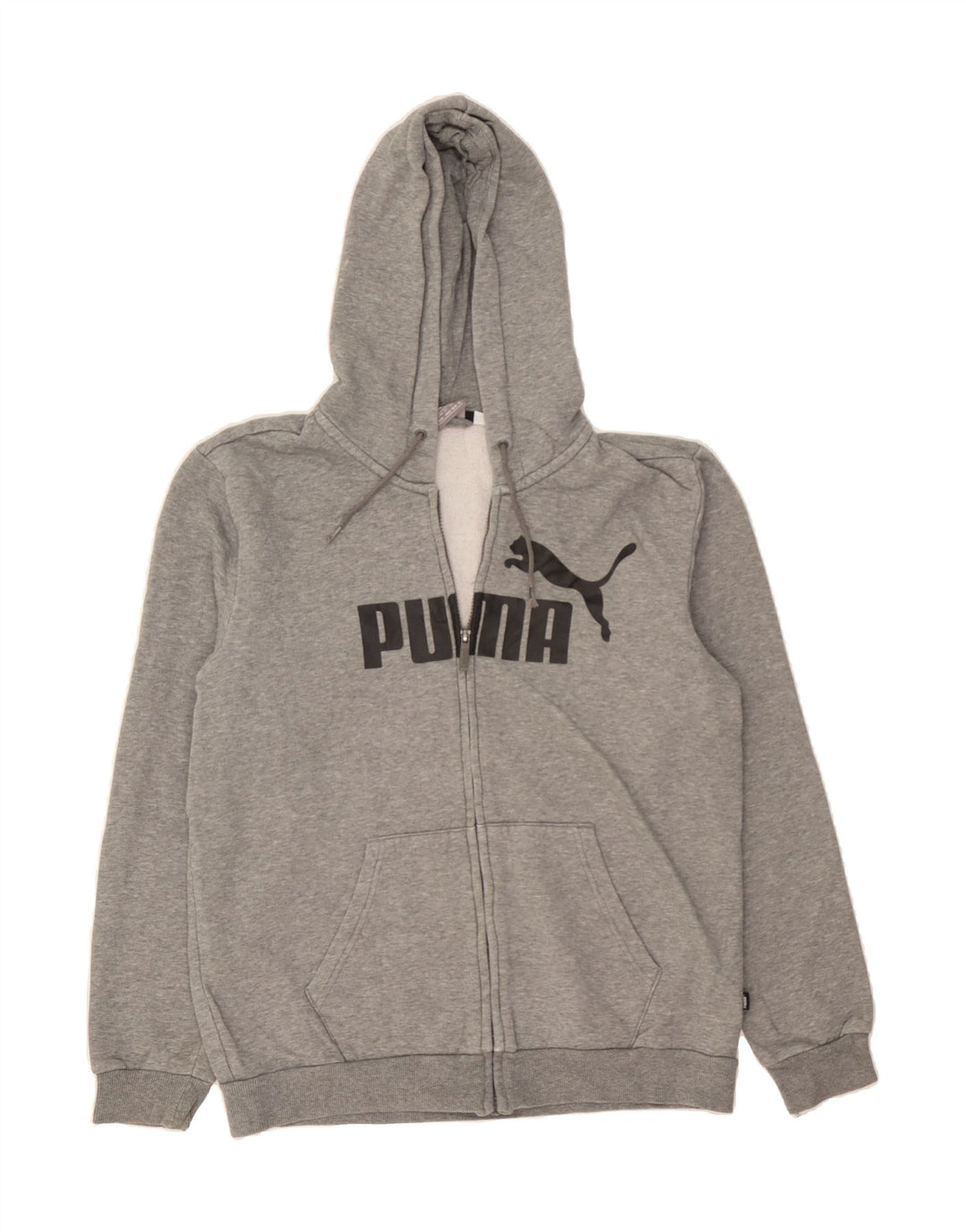PUMA Mens Graphic Zip Hoodie Sweater Medium Grey Cotton Vintage Puma and Second-Hand Puma from Messina Hembry 