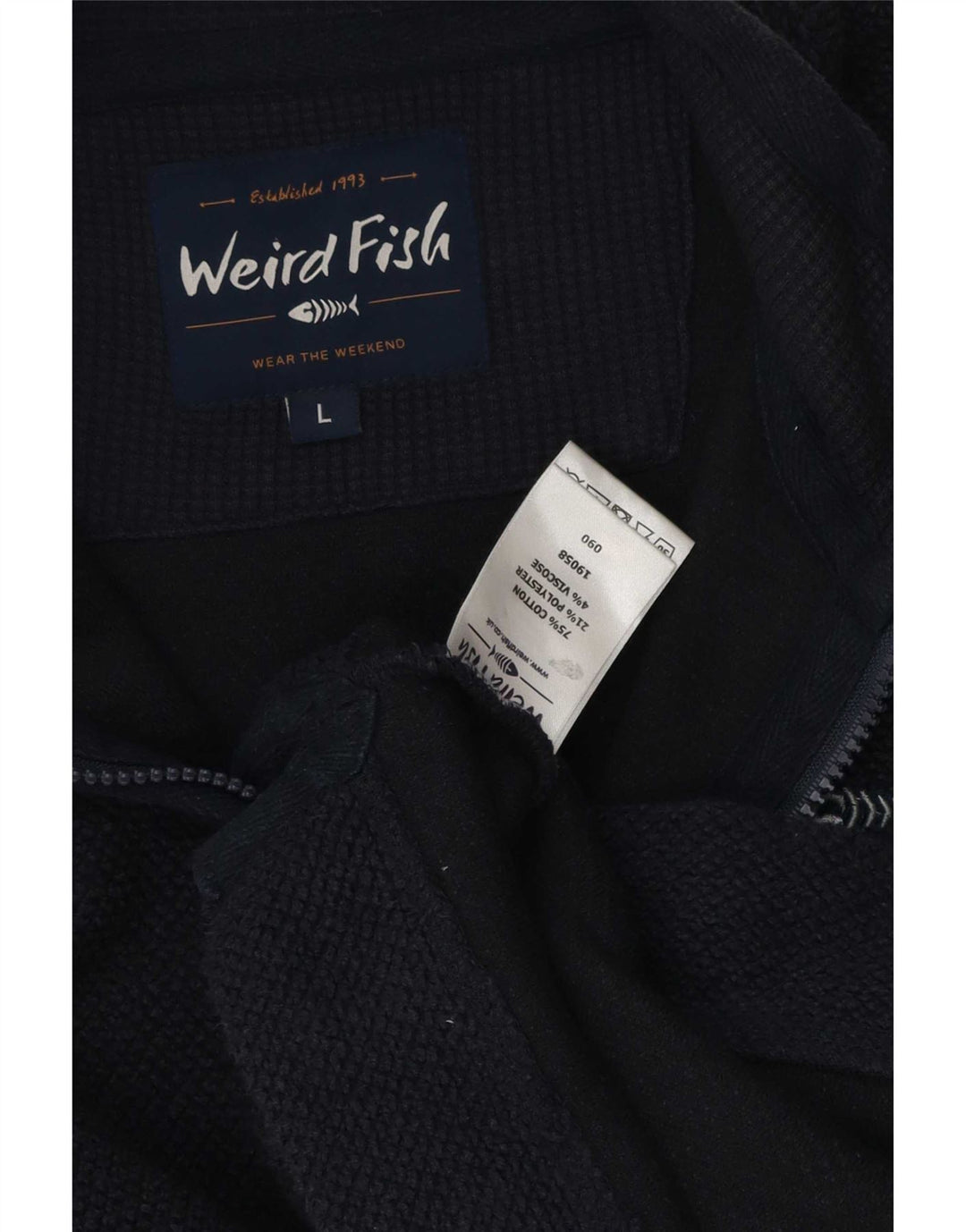 Jaqueta de treino masculina Weird Fish grande algodão azul marinho