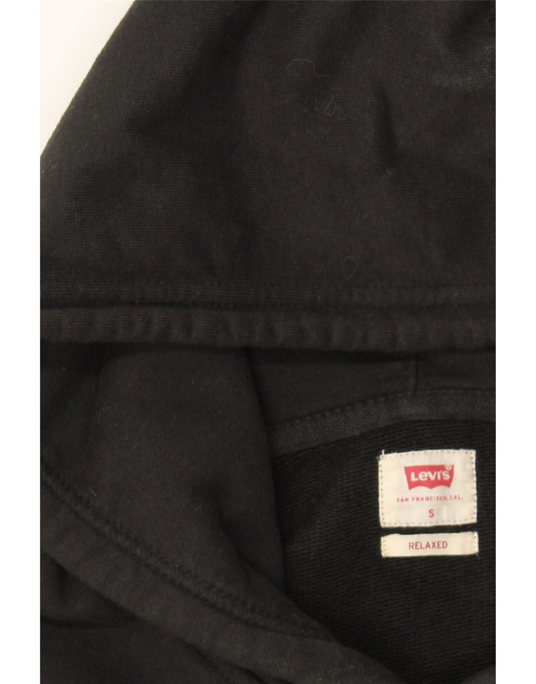 LEVI'S Mens Relaxed Fit Graphic Hoodie Jumper Small Black Cotton Vintage Levi's and Second-Hand Levi's from Messina Hembry 