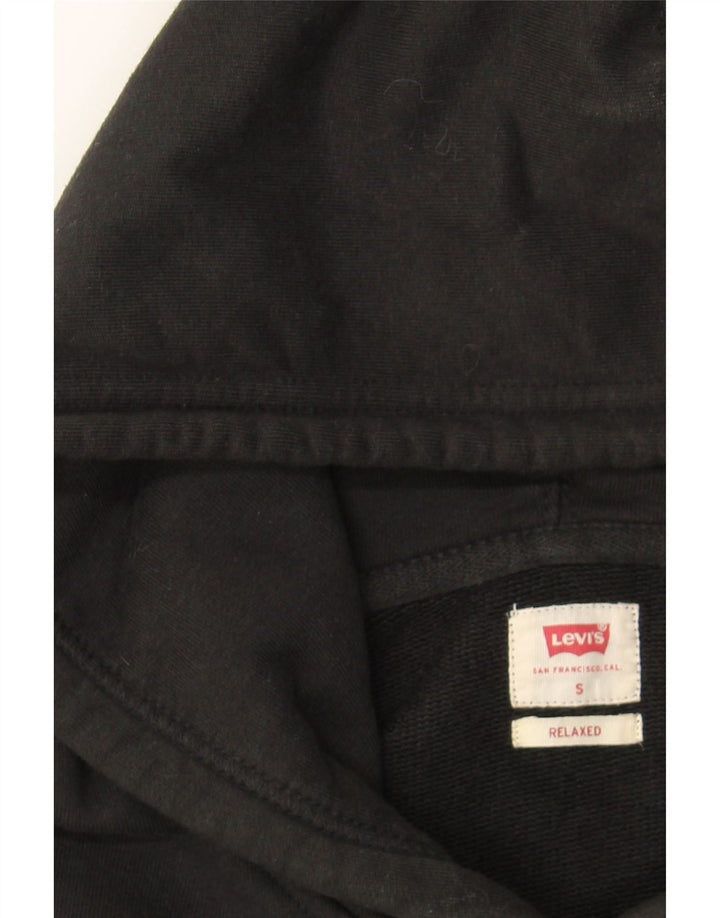 LEVI'S Mens Relaxed Fit Graphic Hoodie Jumper Small Black Cotton Vintage Levi's and Second-Hand Levi's from Messina Hembry 