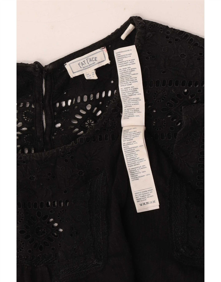 Blusa feminina Fat Face Top UK 10 algodão floral preto pequeno