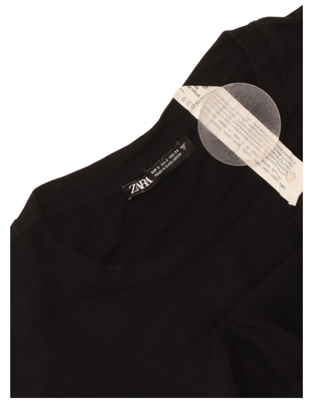 Blusa feminina Zara Top UK 10 pequeno algodão preto