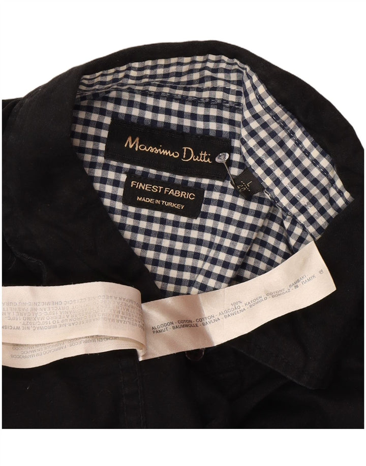 Camisa masculina MASSIMO DUTTI EU 40 médio preto colorblock algodão