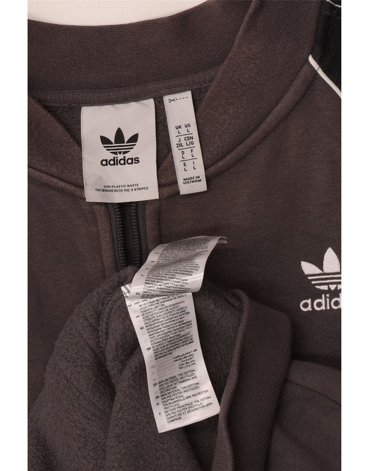Adidas Mens Tracksuit Top Jacket Grande Cinza Colorblock Algodão