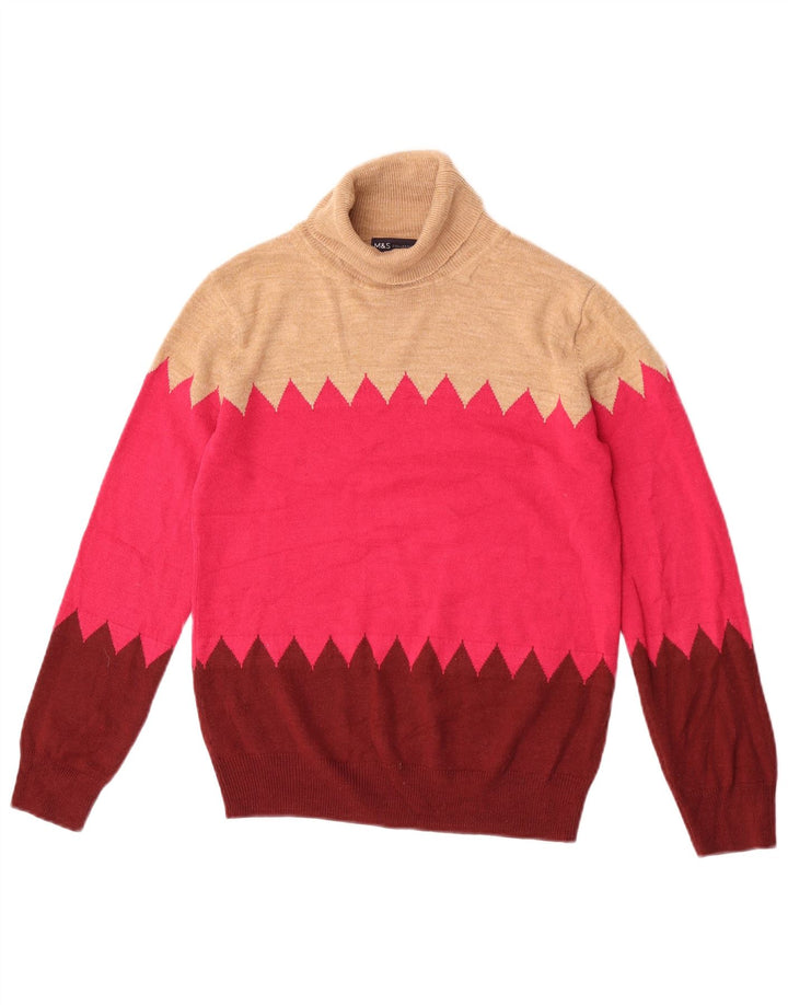 Suéter feminino Marks & Spencer com gola redonda Reino Unido 8 pequeno multicolorido