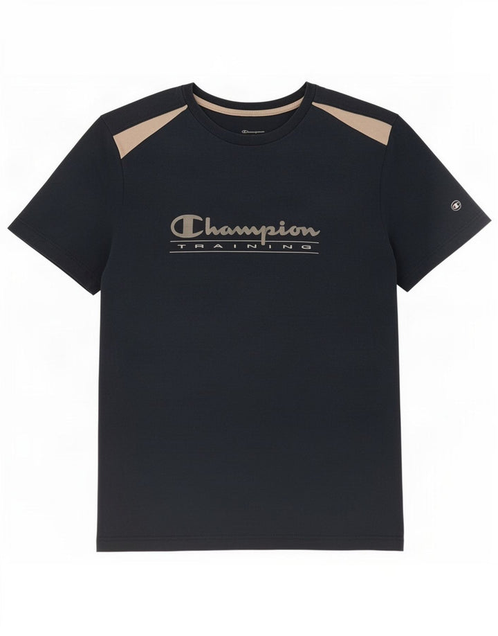 Camiseta masculina Champion Regular Graphic Top grande bloco colorido azul marinho