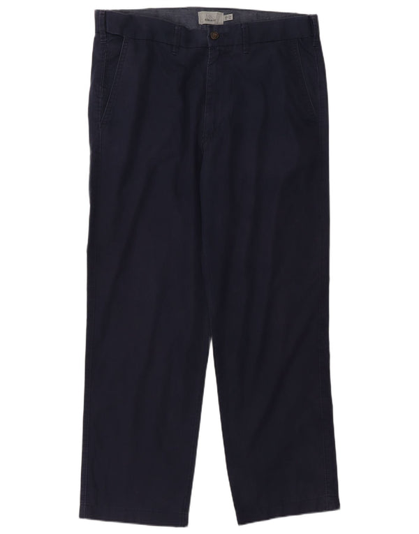 Calça chino masculina Marks & Spencer de ajuste regular W34 L29 algodão azul marinho