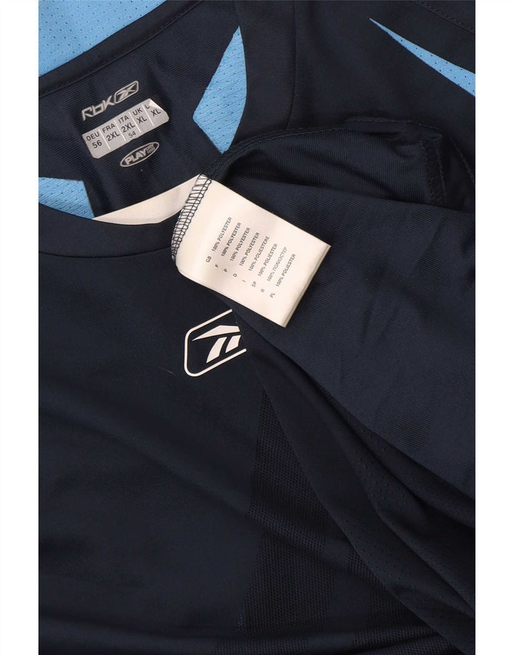 Reebok Mens Top Manga Longa XL Azul Marinho Colorblock Poliéster