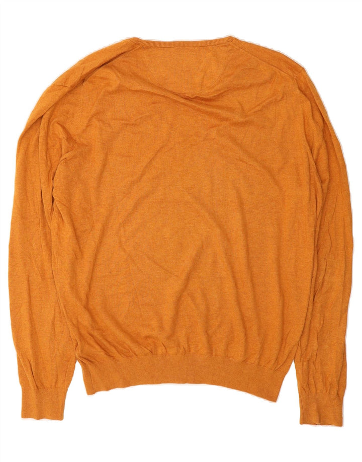 MASSIMO DUTTI Womens V-Neck Jumper Sweater UK 20 2XL Orange Cotton Vintage Massimo Dutti and Second-Hand Massimo Dutti from Messina Hembry 