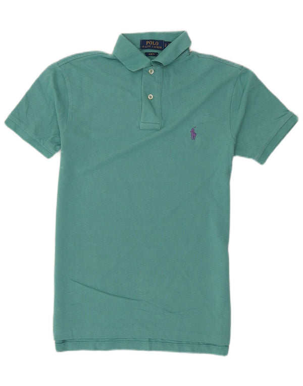 Camisa polo masculina Polo Ralph Lauren Slim Fit pequena turquesa