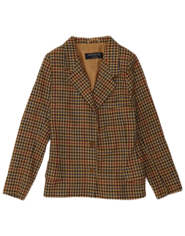 Max Mara Jaqueta Blazer Feminina Weekend 2 Botões Reino Unido 18 XL Verde Houndstooth