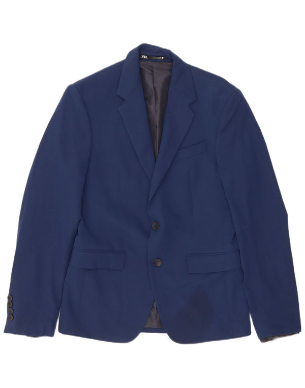 Jaqueta blazer masculina Zara com 2 botões EU 44 XS azul marinho