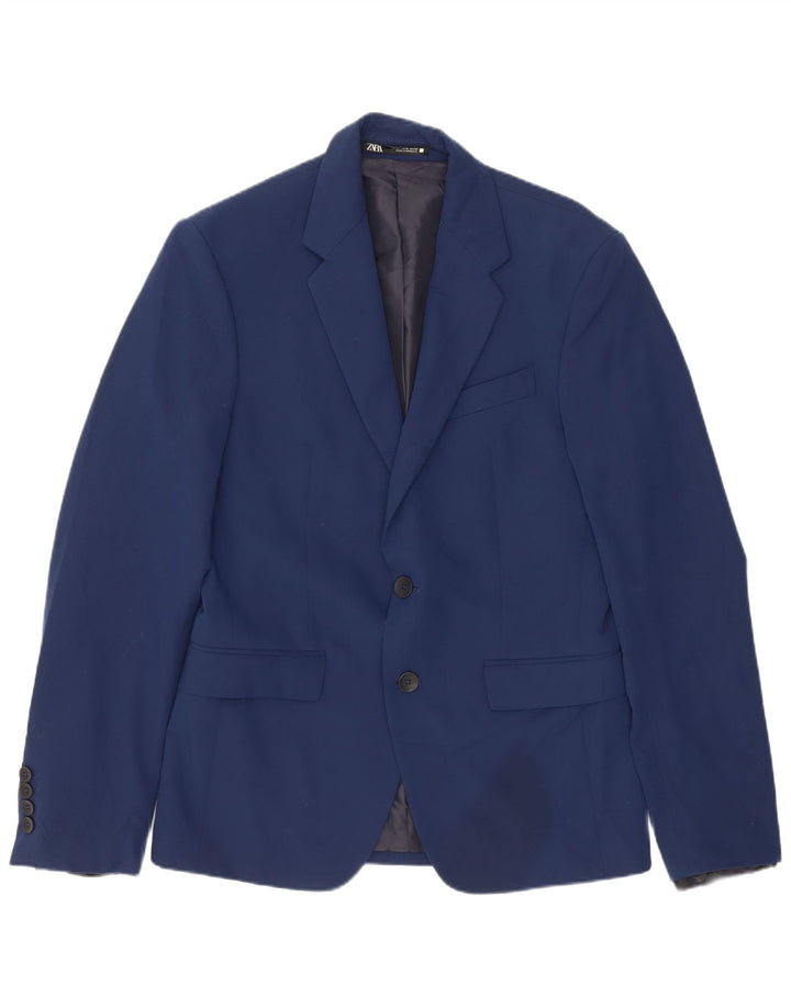 Jaqueta blazer masculina Zara com 2 botões EU 44 XS azul marinho