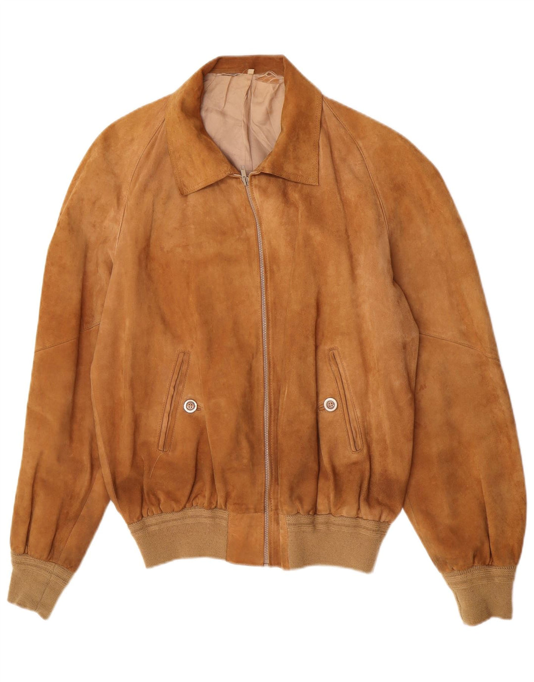 Jaqueta bomber masculina vintage de camurça UK 38 marrom médio