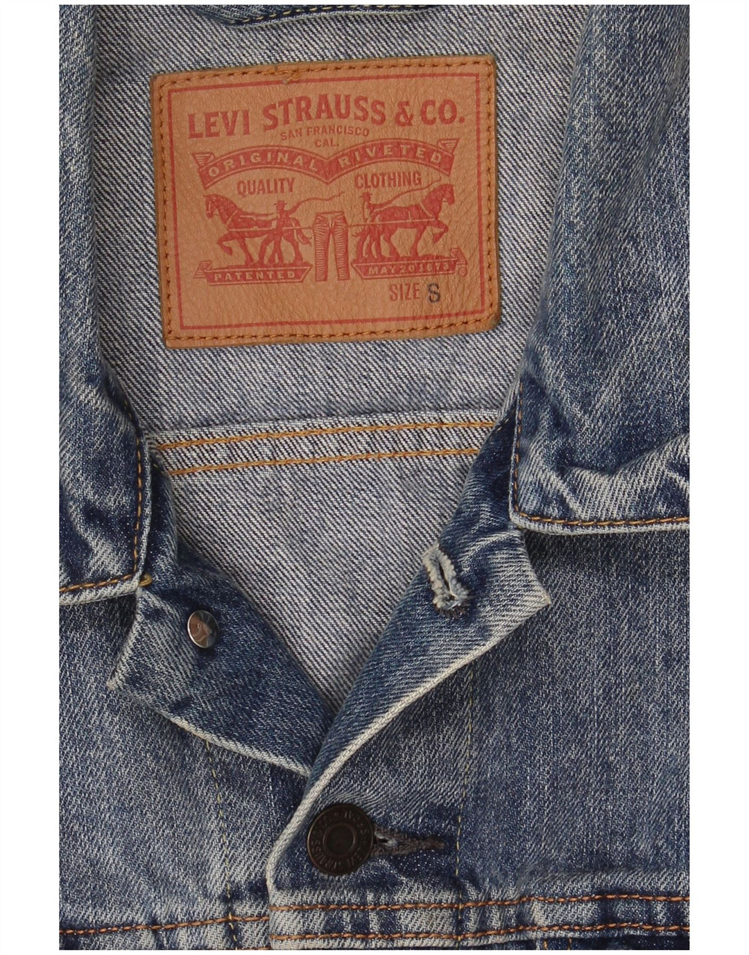 Jaqueta jeans feminina Levi's UK 10 pequeno algodão azul