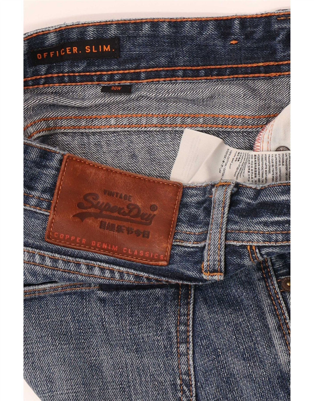 Shorts jeans masculino Superdry Slim Fit W30 algodão azul médio