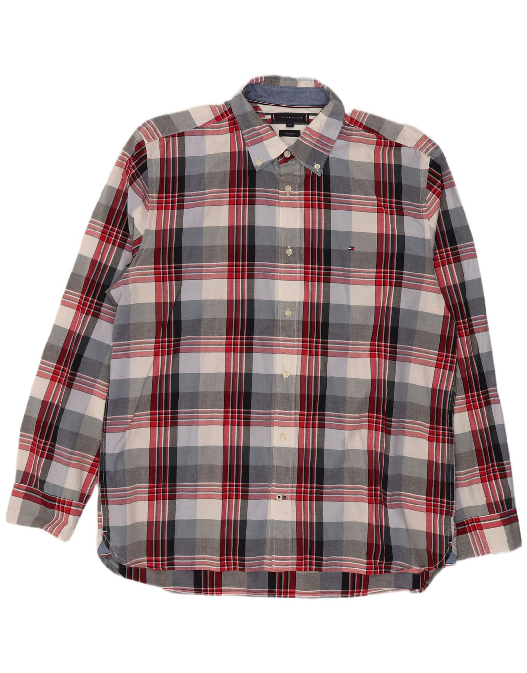 Camisa masculina Tommy Hilfiger Regular Fit 2XL algodão xadrez multicolorido