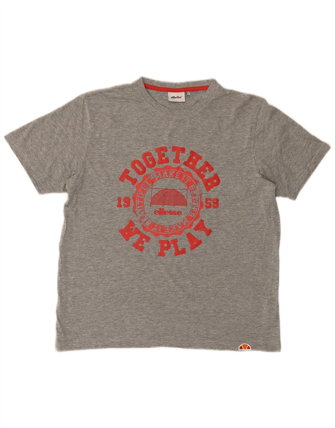 Ellesse Camiseta masculina gráfica Top algodão cinza médio