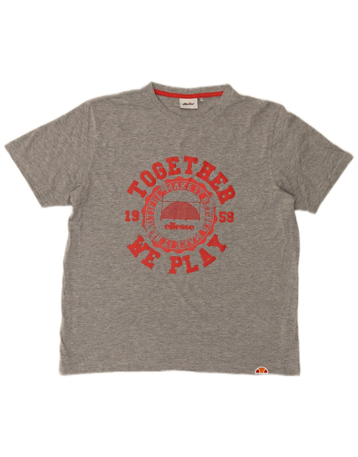 Ellesse Camiseta masculina gráfica Top algodão cinza médio
