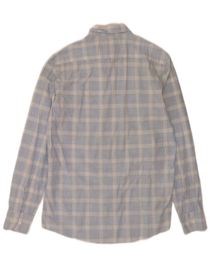 Camisa masculina Massimo Dutti de algodão xadrez azul médio
