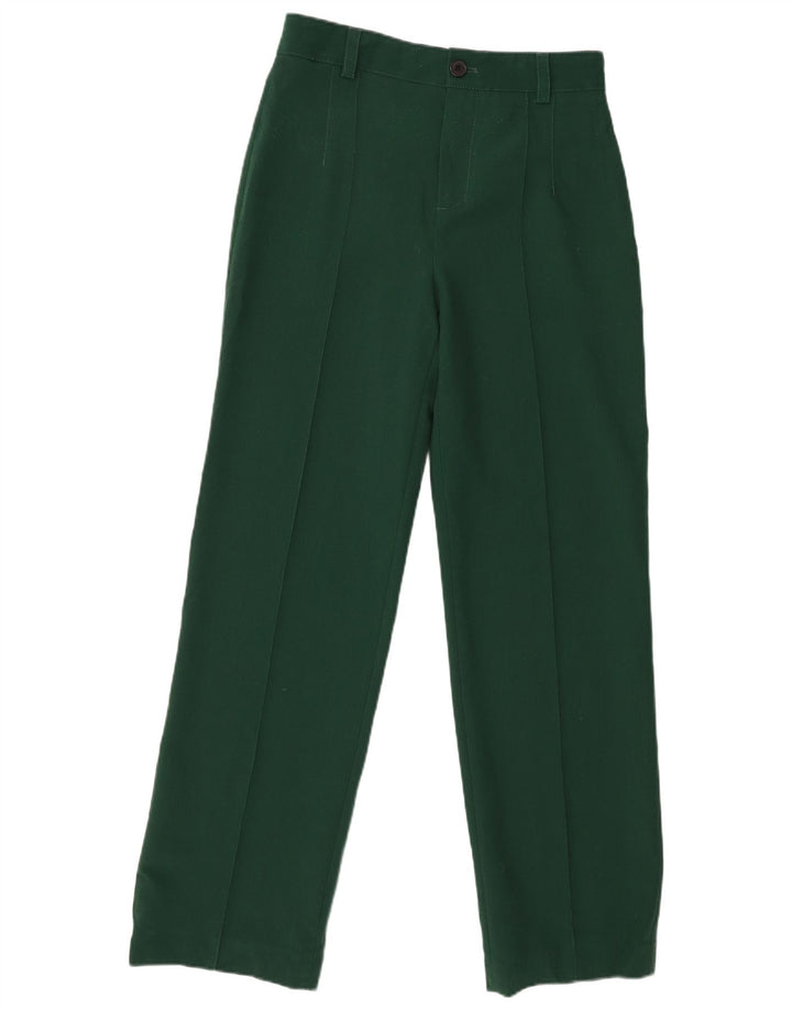 Calça feminina reta casual Zara médio W28 L31 poliéster verde