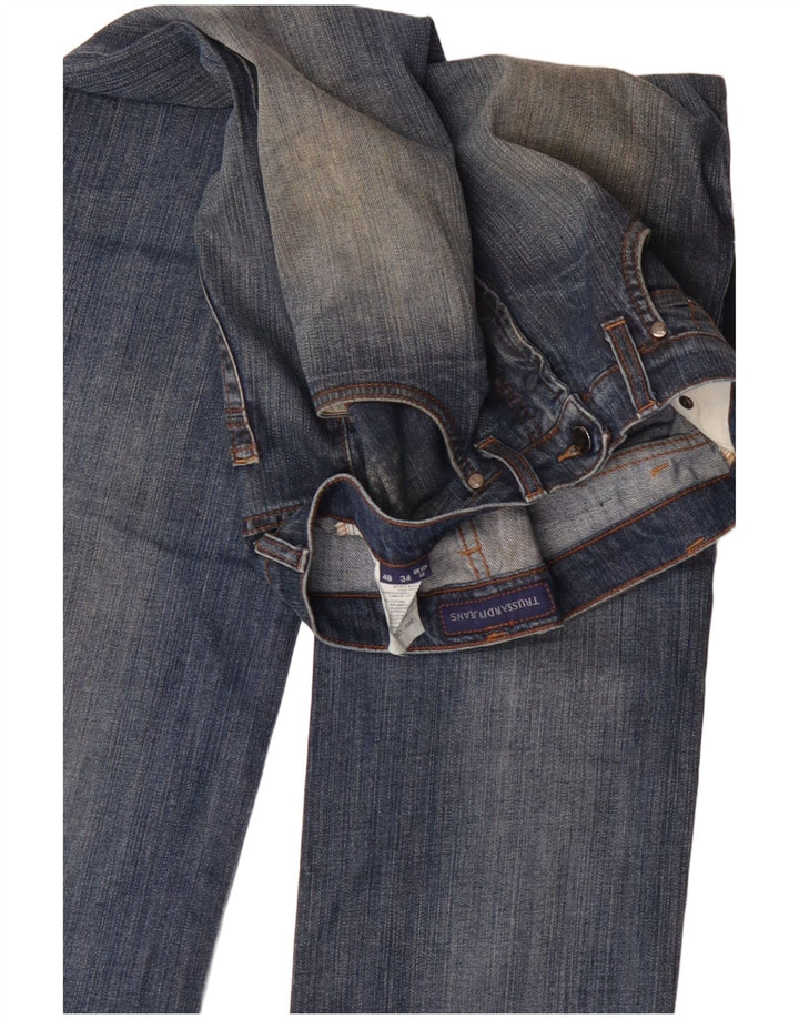 Trussardi Mens Straight Jeans W32 L34 Azul Algodão
