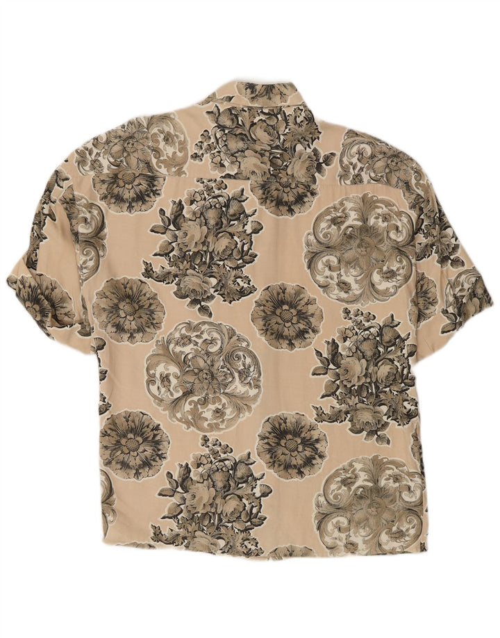 Camisa feminina de manga curta Camel Active EU 42 grande bege floral viscose