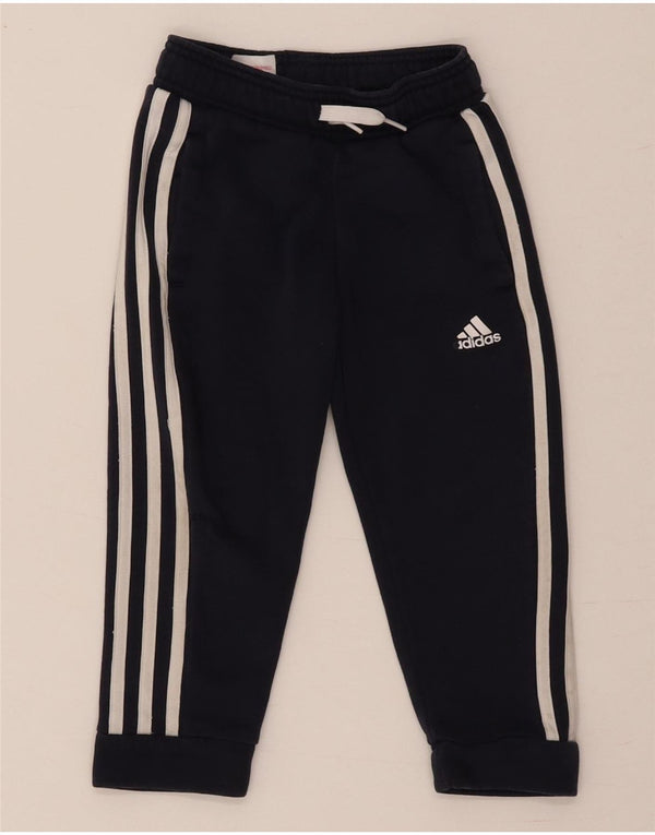 Adidas meninos calças de treino joggers 4-5 anos azul marinho algodão