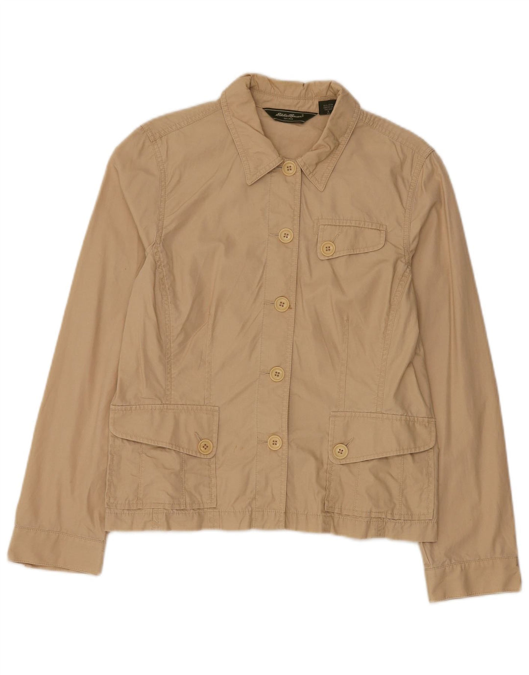 Jaqueta utilitária feminina Eddie Bauer US 12 grande algodão bege