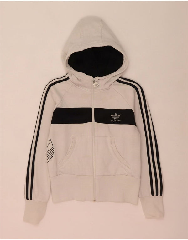 Suéter feminino Adidas com capuz e zíper gráfico IT 44 Medium White Colourblock
