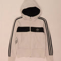 Suéter feminino Adidas com capuz e zíper gráfico IT 44 Medium White Colourblock
