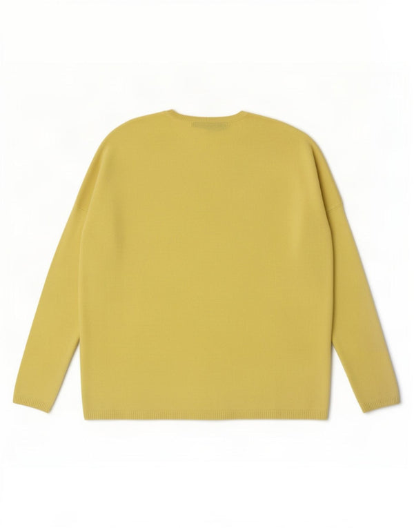 Zara Suéter feminino oversized com gola canoa Reino Unido 10 pequeno amarelo