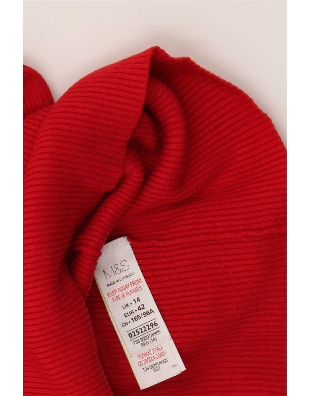 Suéter feminino Marks & Spencer com gola redonda Reino Unido 14 viscose vermelha média