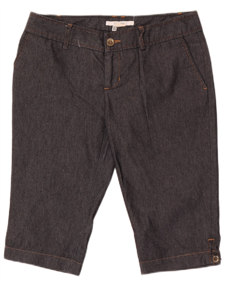 Zara Bermuda feminina Chino Shorts EU 40 Médio W30 Algodão Preto