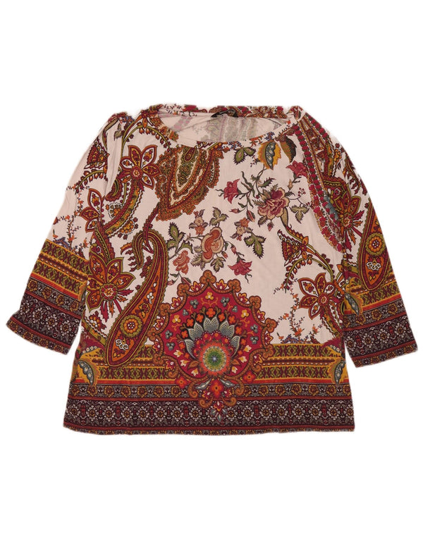 Desigual Blusa feminina manga 3/4 Top UK 18 XL Multicolor Paisley