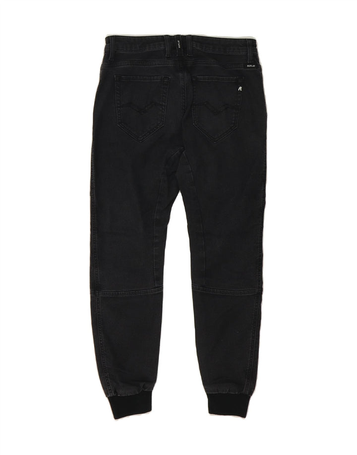 REPLAY Womens Joggers Cropped Jeans W26 L25 Black Cotton Vintage Replay and Second-Hand Replay from Messina Hembry 