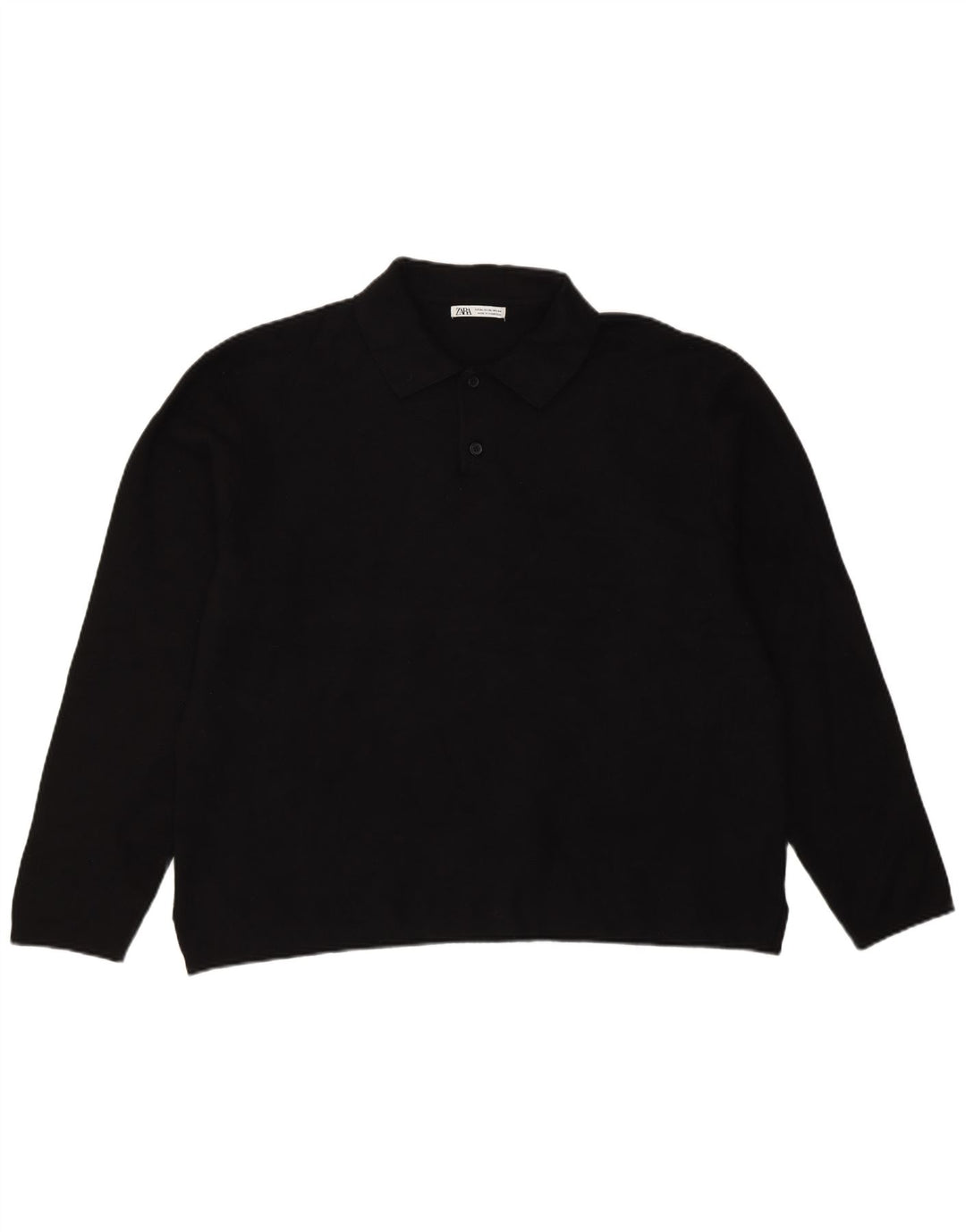 Zara Suéter masculino com gola polo XL preto viscose