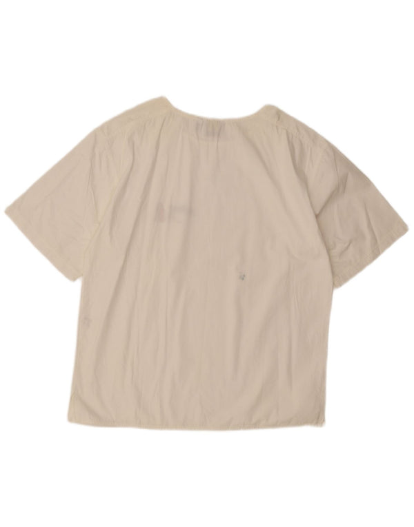 Blusa feminina Enrico Coveri grande tamanho UK 10 algodão branco pequeno