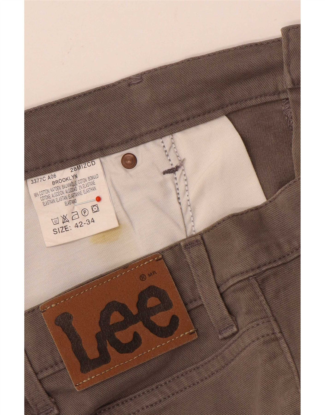 Lee Womens Brooklyn Straight Jeans W42 L30 Cinza Algodão