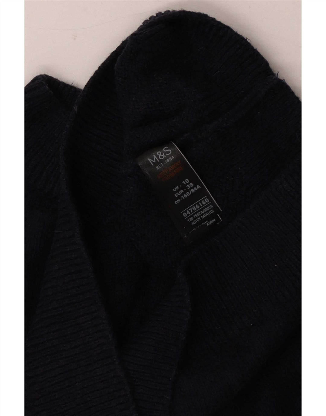 Suéter feminino Marks & Spencer com gola tartaruga Reino Unido 10 pequeno azul marinho