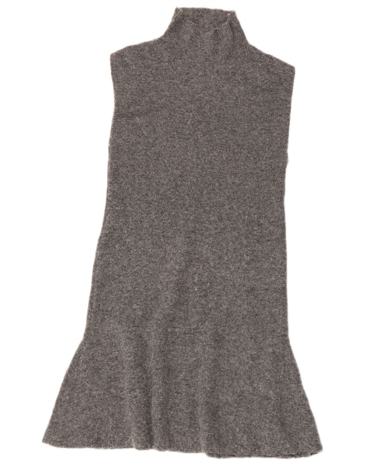 Vestido jumper feminino sem mangas Zara Reino Unido 8 pequeno poliéster cinza