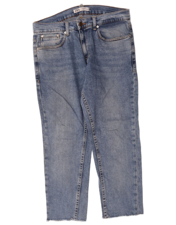 Calça jeans masculina Zara cortada grande W32 L24 azul