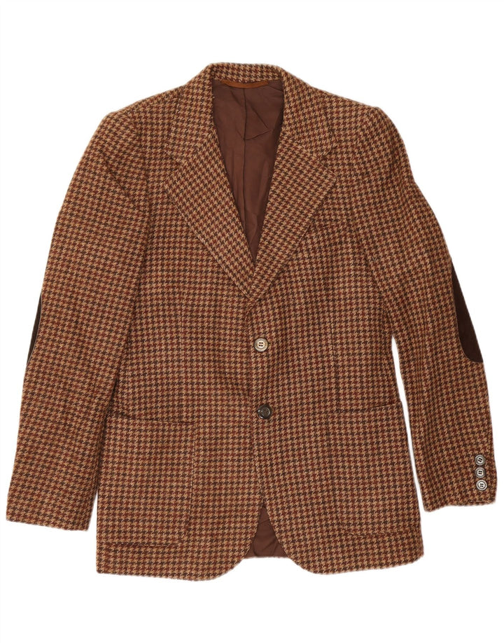 Jaqueta blazer masculina Kemitch com 2 botões UE 46 pequena marrom houndstooth