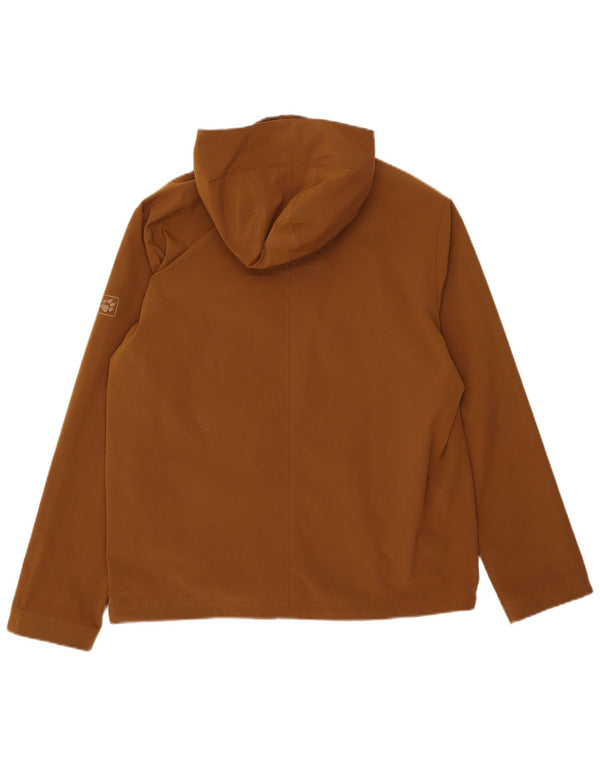 Jaqueta corta-vento masculina Jack Wolfskin com capuz Reino Unido 36/38 marrom médio
