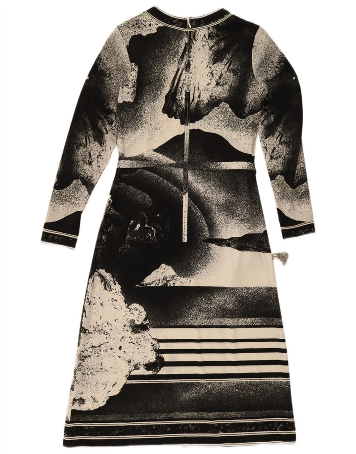 Antonette Vestido maxi feminino com estampa abstrata de manga comprida Reino Unido 10 pequeno preto