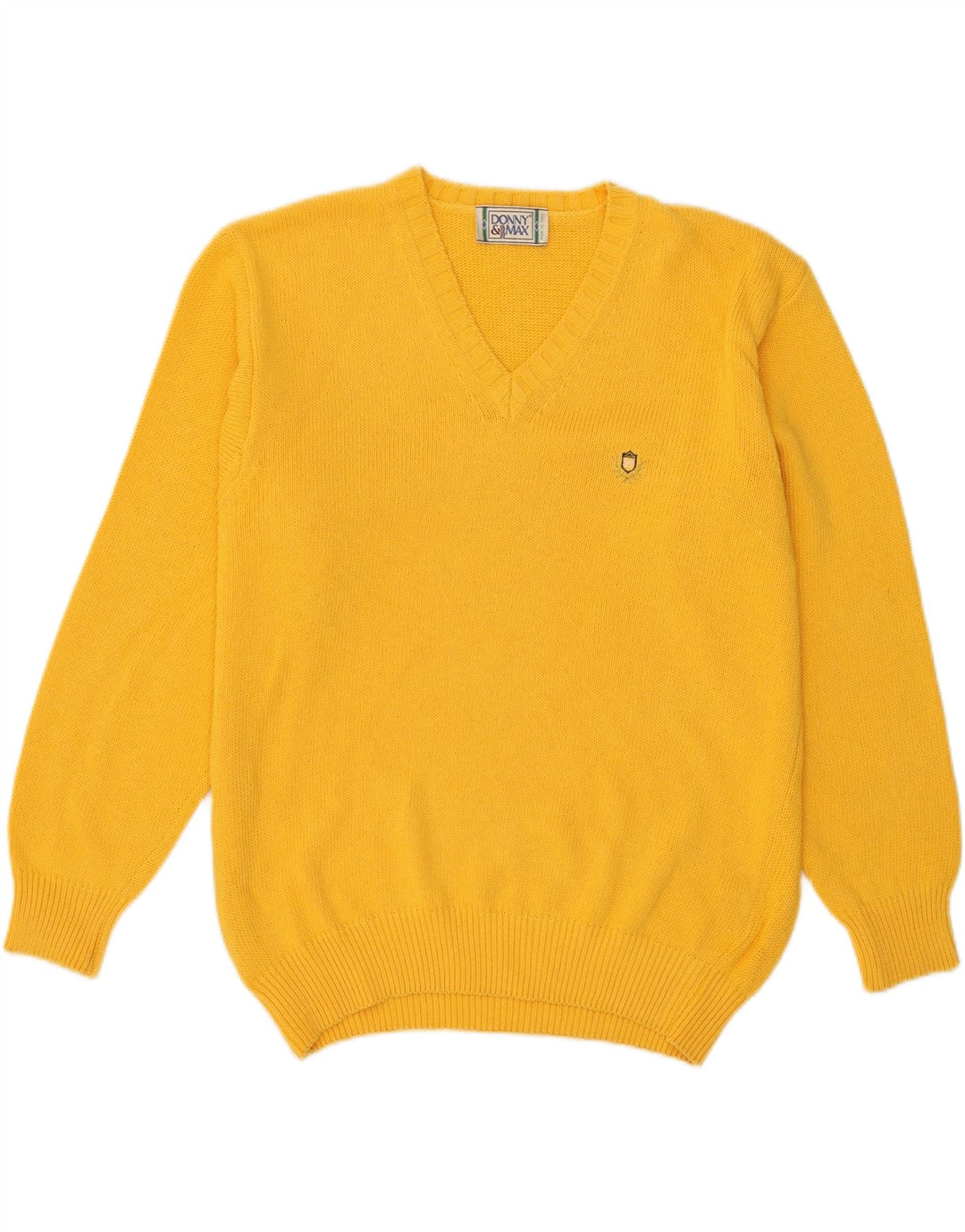 Suéter masculino Donny & Max com decote em V grande algodão amarelo
