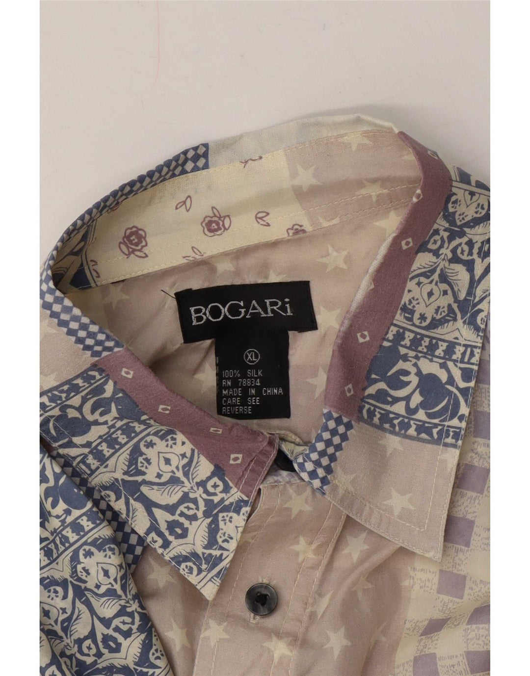 Camisa masculina de manga curta Bogari XL multicolorida patchwork seda